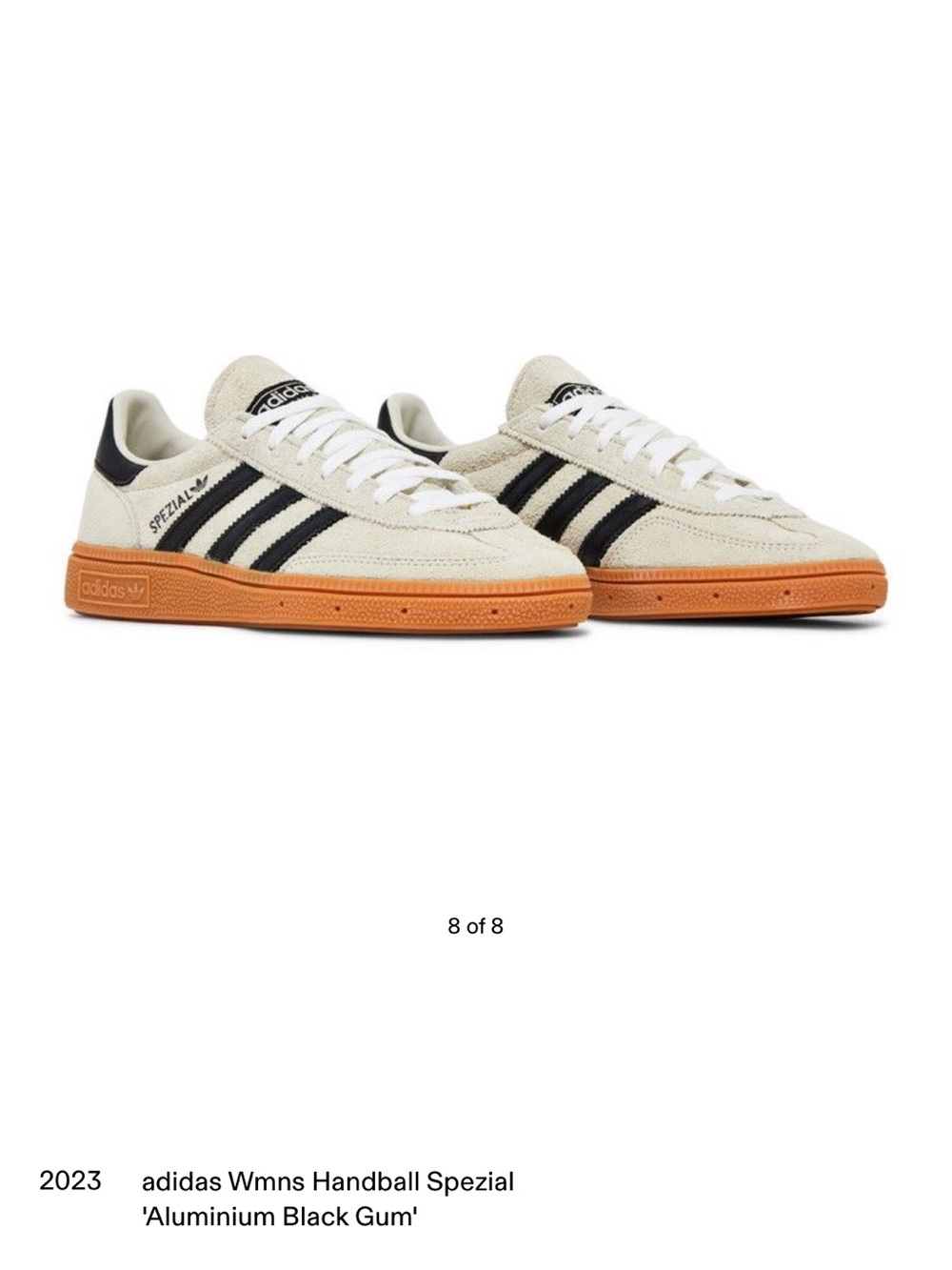 adidas Spezial Suede Sneaker in Off-White and Black with Gum Sole - Picture 4 of 6